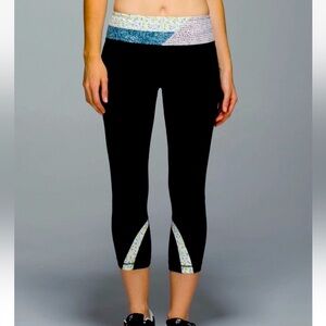Lululemon Inspire Crop II Floral Black Leggings